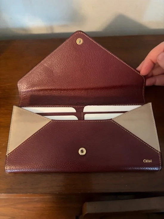Chloé Leather Colorblock Envelope Wallet Full Inclusion - Picture 7 of 9